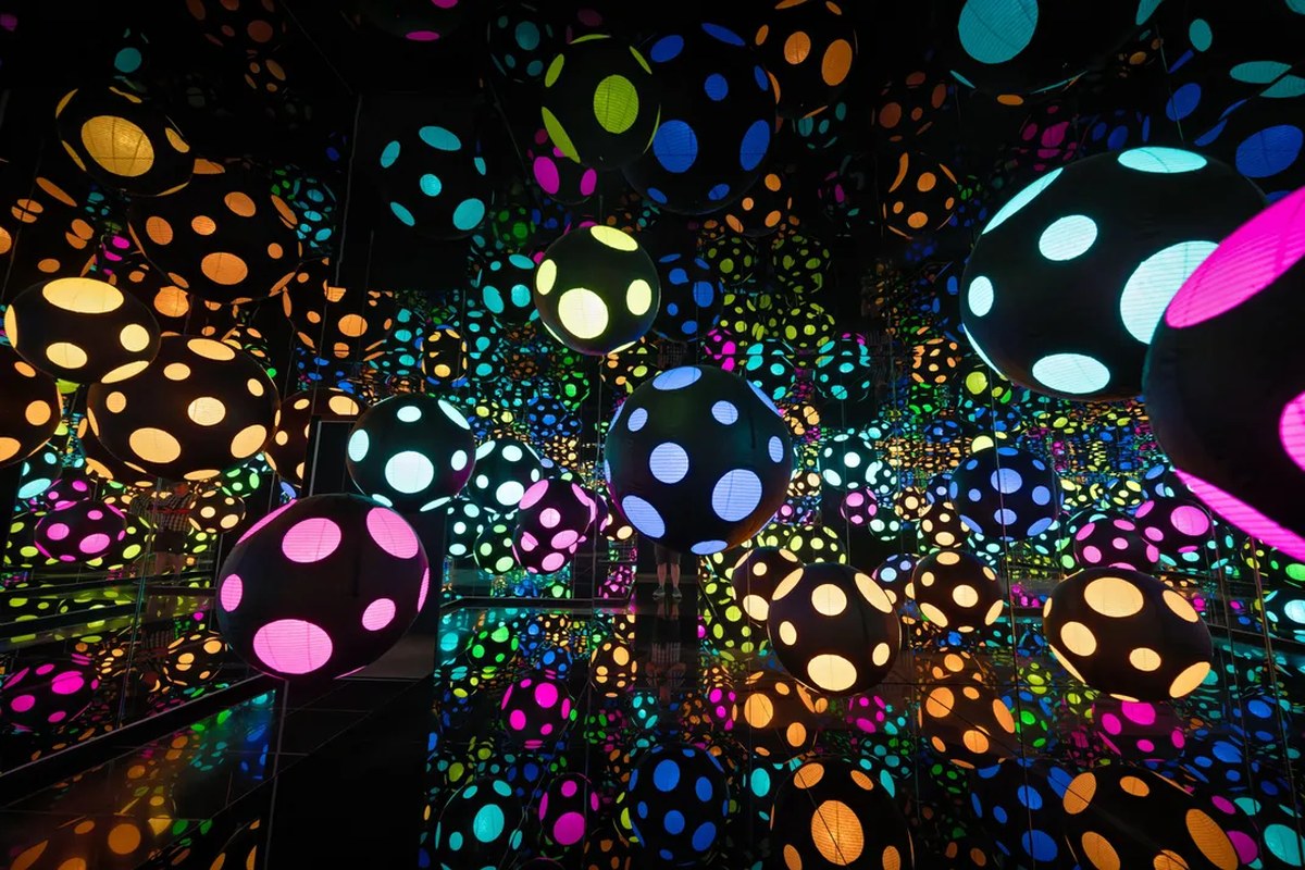 An infinity room installation by Kusama at the Hirshhorn Museum and Sculpture Garden