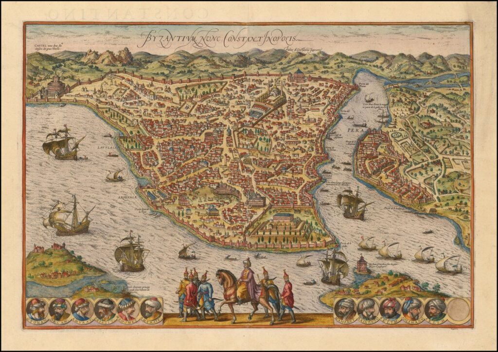 1572 Braun & Hogenberg İstanbul panoramik gravürü