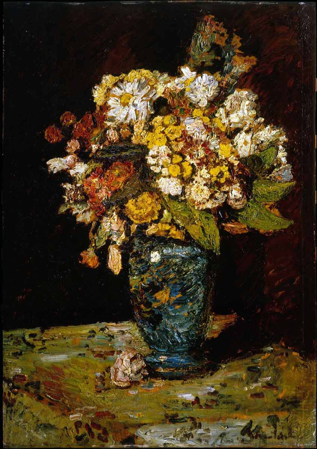 monticelli flowers in blue vase