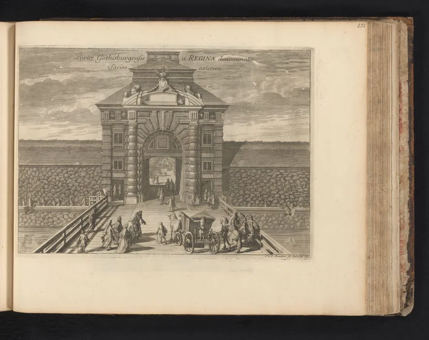 Gezicht op de buitenkant van de koninginnepoort in Göteborg - Jan van den Aveelen
