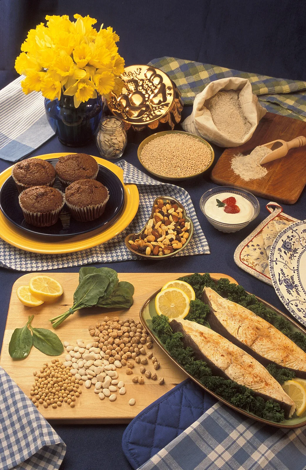 A selection of magnesium-containing food consumed by humans. The human diet can vary widely.