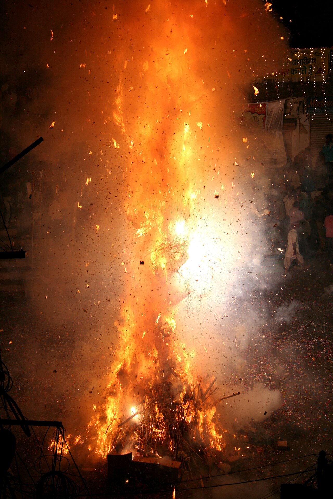 Holika bonfire in front of Jagdish Temple in Udaipur, Rajasthan, 2010
