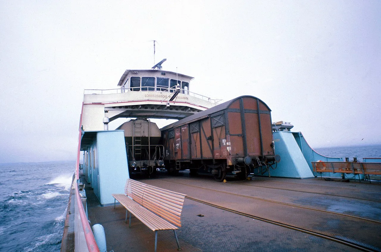 The Rorschach train ferry of the Swiss Federal Railways in 1976, the last year of the Lake Constance train ferries