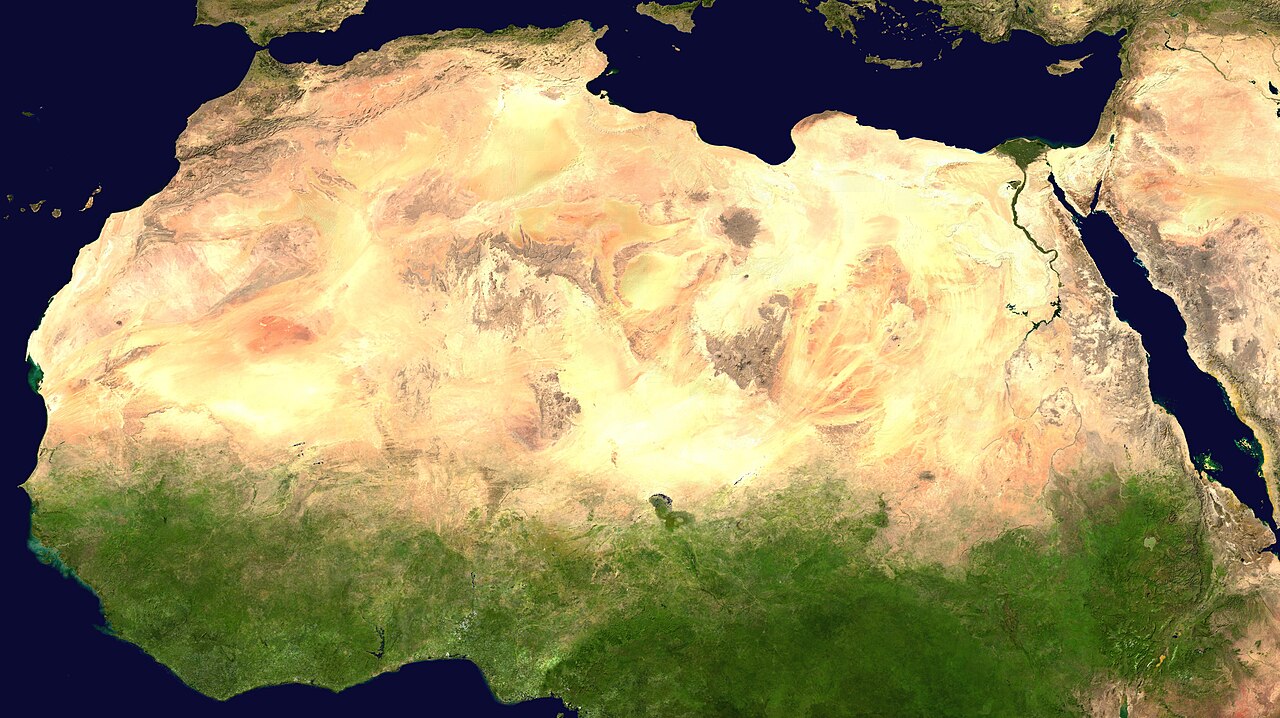 NASA WorldWind tarafından çekilen Sahra'nın uydu görüntüsü