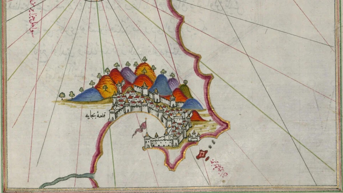 Piri Reis'in haritasında betimlenen Béjaïa – Walters Art Museum MS W.658
