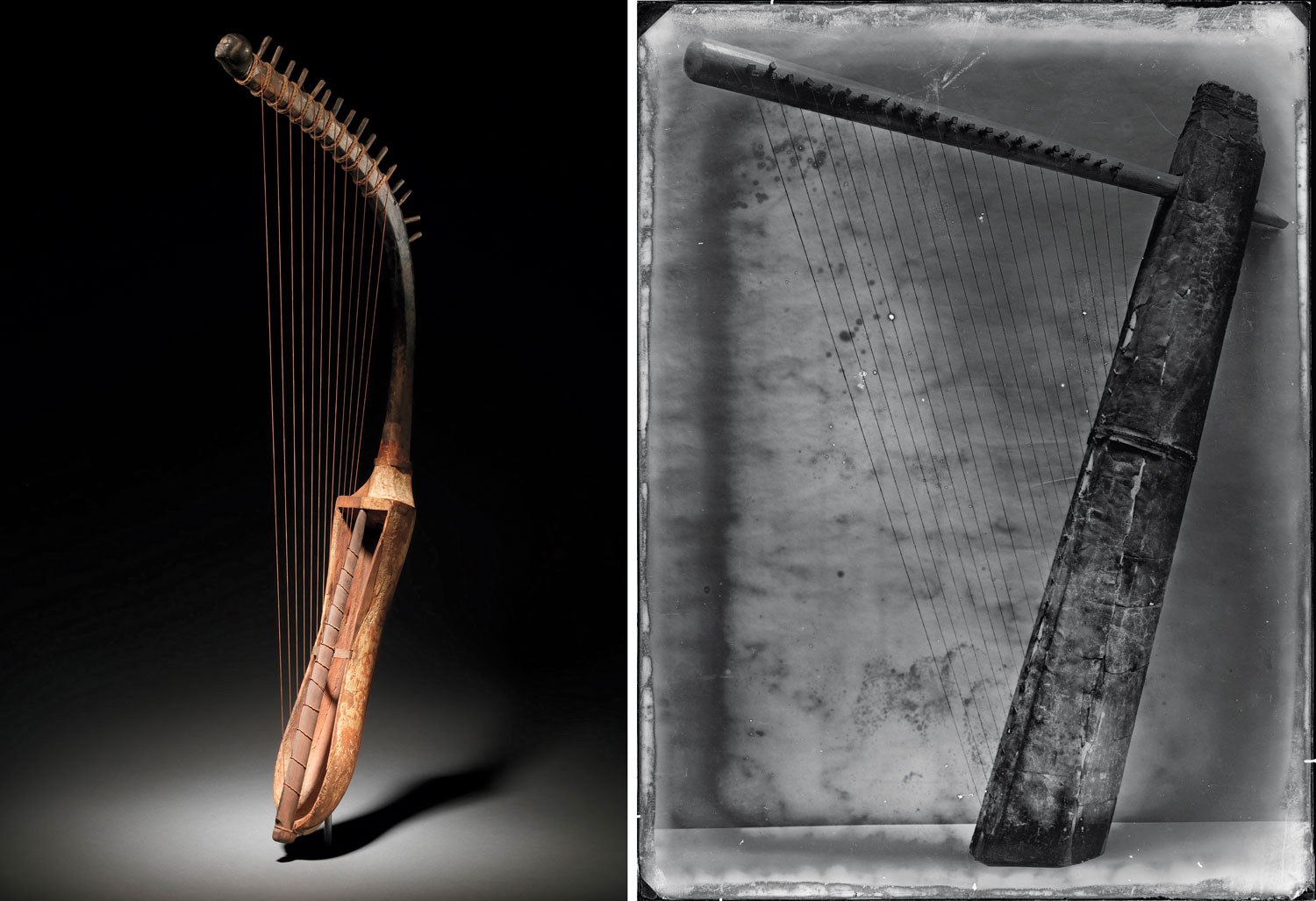 Arched harp and reconstructed angular harp