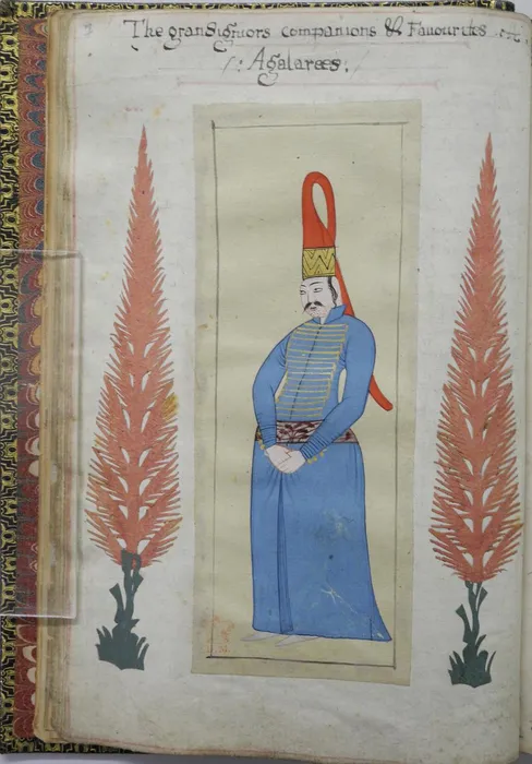 Portrait of a royal companion, Aqa Larees, standing — 1618 Dönemi Türk Sanat Mirası