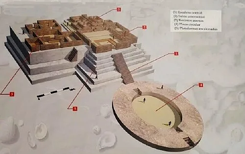 Reconstruction of one of the pyramids of Aspero